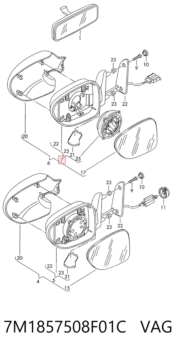 Дзеркало праве 7M1857508F01C VAG