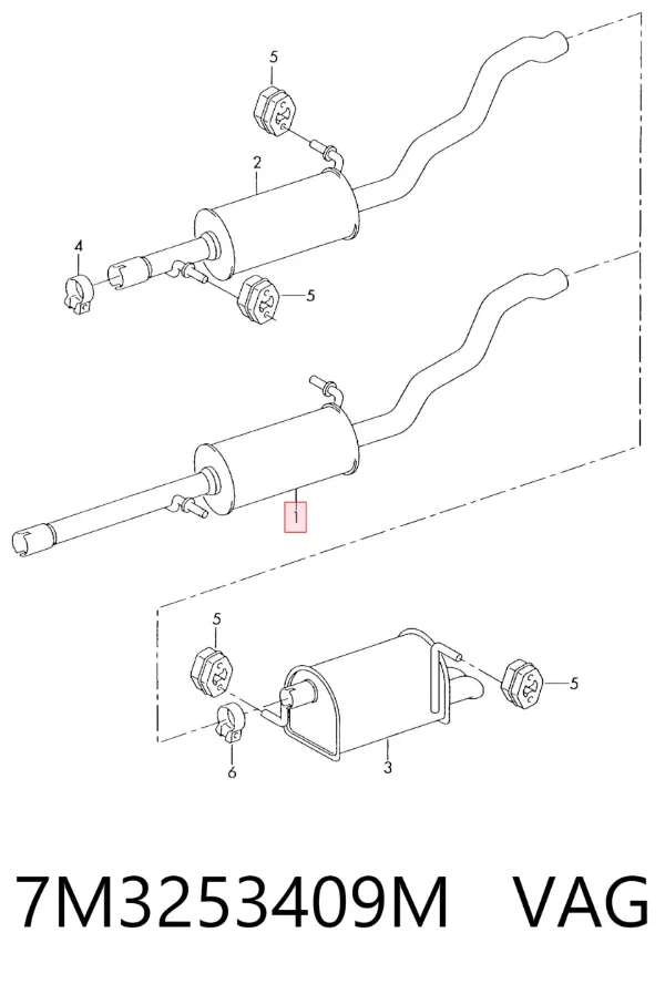 Глушник, центральна частина 7M3253409M VAG