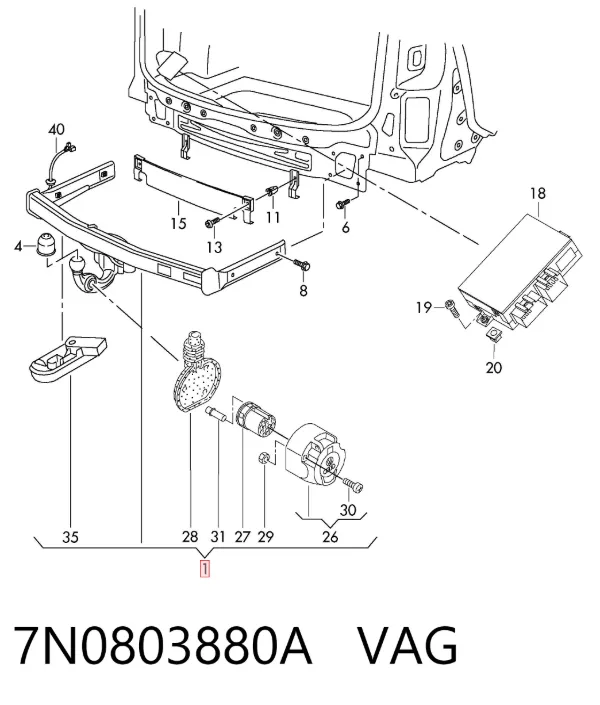 Буксирувальний гак 7N0803880A VAG