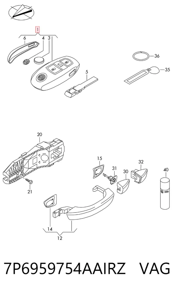 Ключ замка запалювання 7P6959754AAIRZ VAG