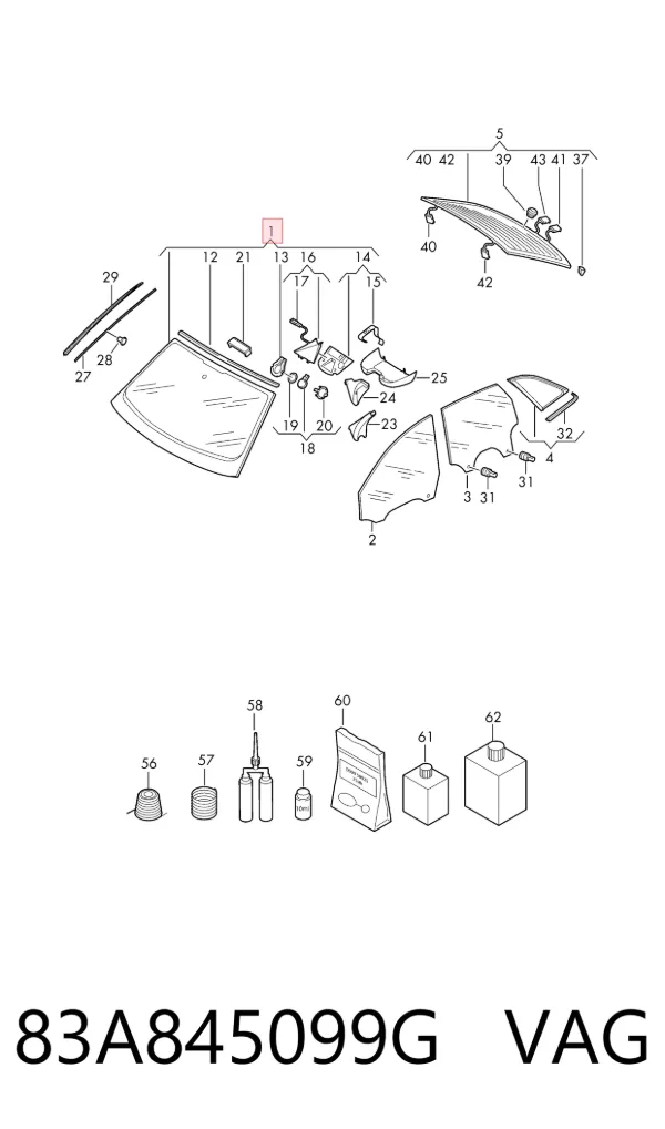 Лобове скло 83A845099G VAG