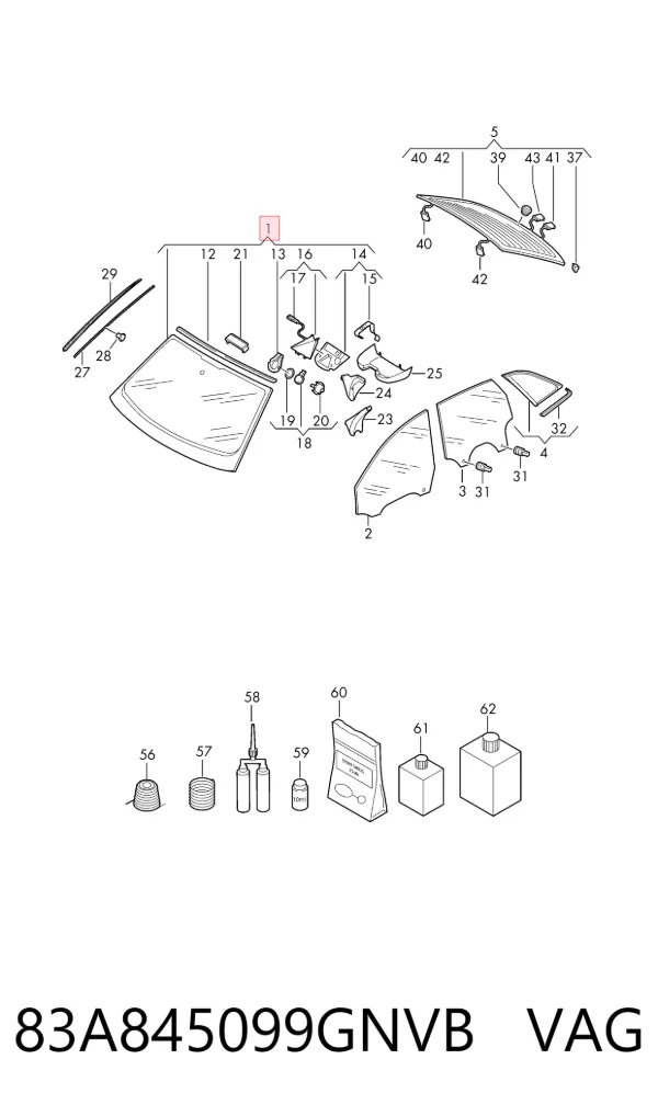 Лобове скло 83A845099GNVB VAG