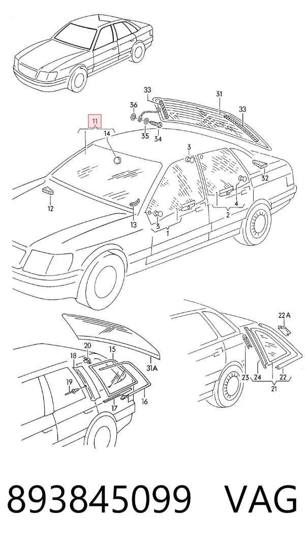 Лобове скло 893845099 VAG