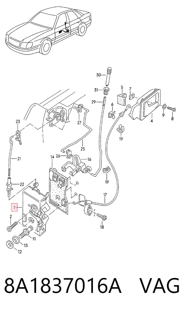 Замок дверки правої передньої 8A1837016A VAG