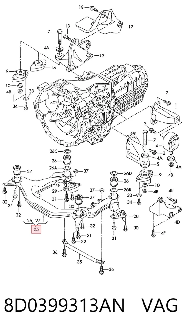 Підрамник передній Skoda SuperB I