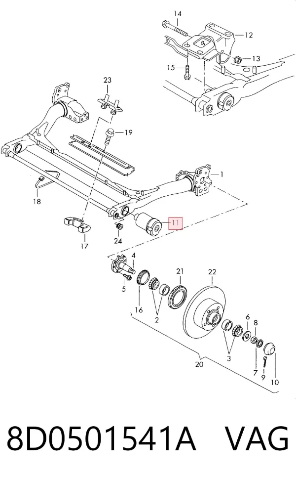 Сайлентблок задньої балки 8D0501541A VAG