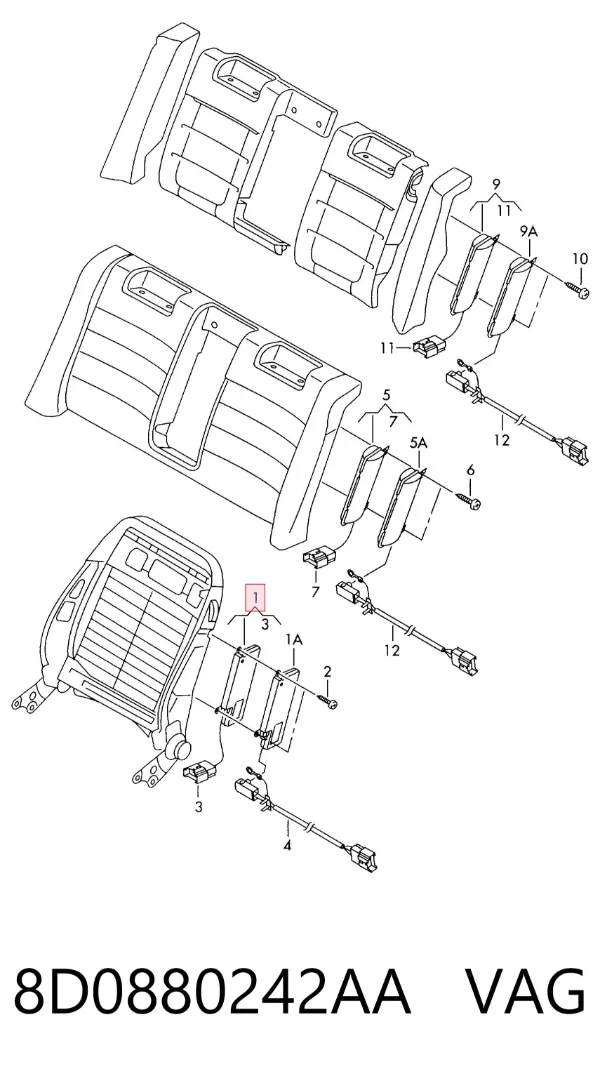 Подушка безпеки AIRBAG спинки сидіння, правого 8D0880242AA VAG