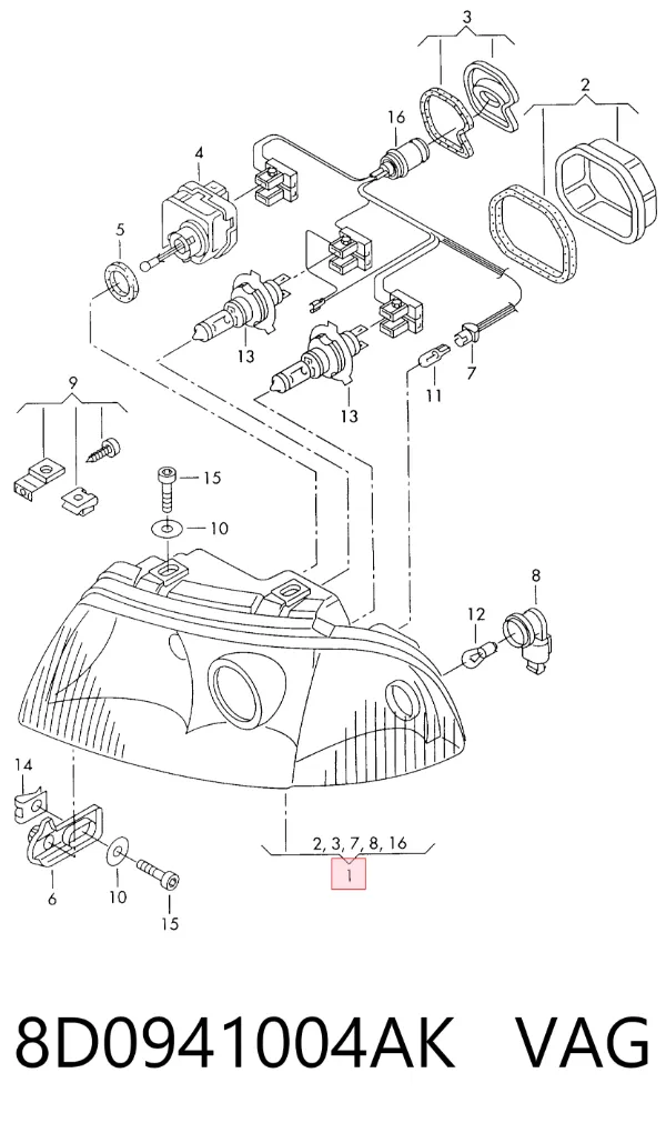 Фара права 8D0941004AK VAG