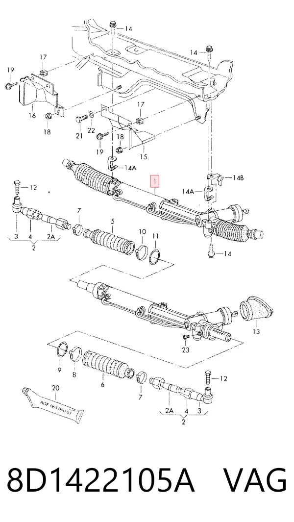 Рульова рейка 8D1422105A VAG