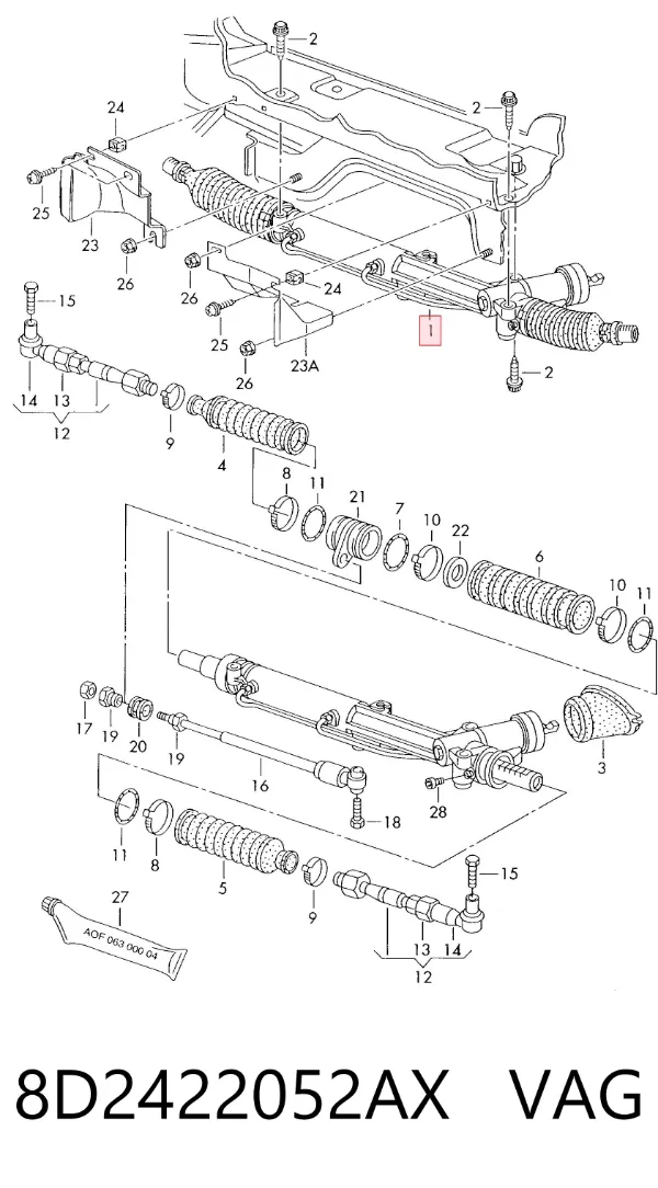 Рульова рейка 8D2422052AX VAG