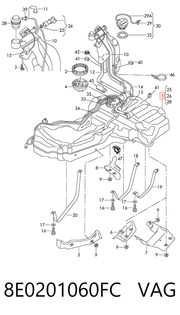 Паливний бак Audi A4 B6