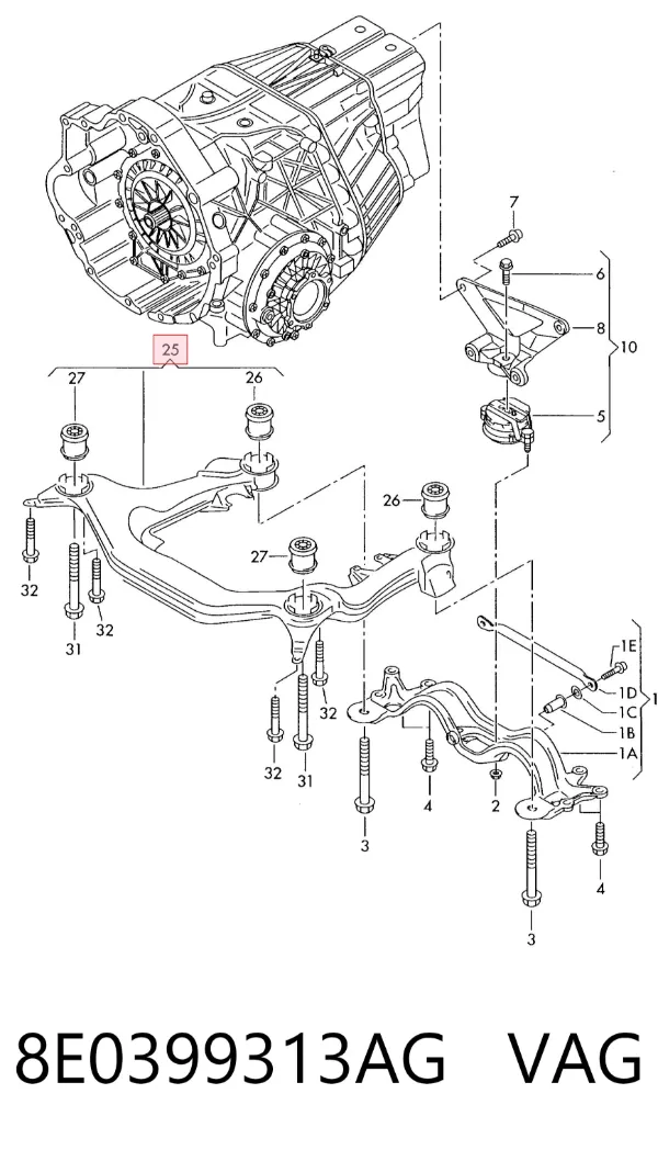 Підрамник передній Audi A4 B6