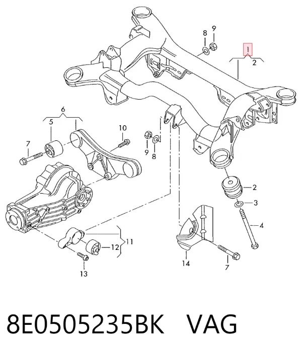 Балка задня 8E0505235BK VAG