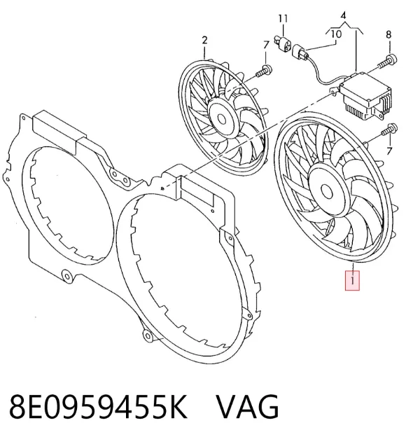 Вентилятор охолодження радіатора 8E0959455K VAG