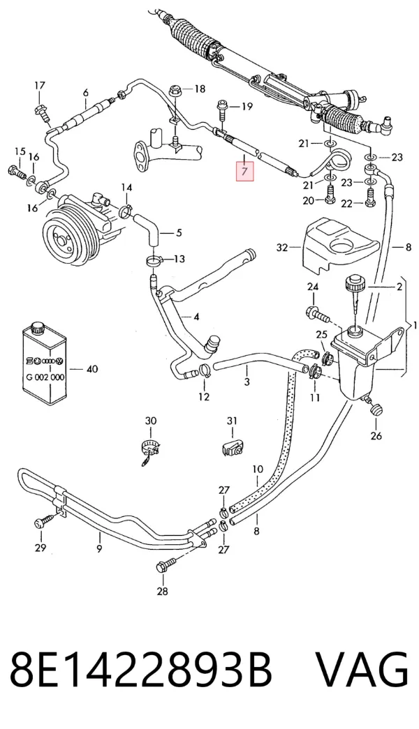 Шланг гідропідсилювача 8E1422893B VAG