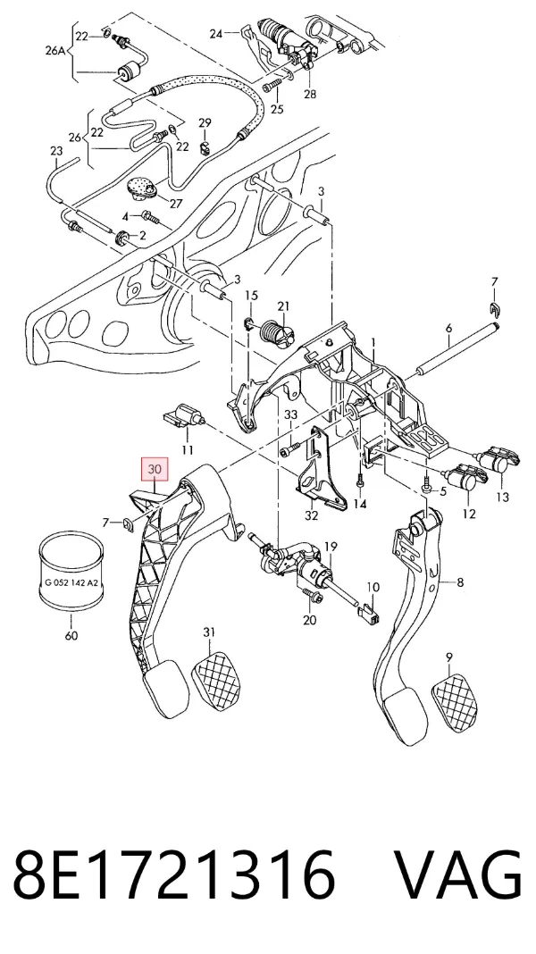 Педаль зчеплення Audi A4 B7