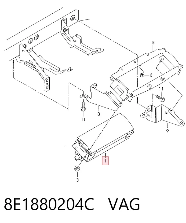 Подушка безпеки, пасажирська, AIRBAG 8E1880204C VAG