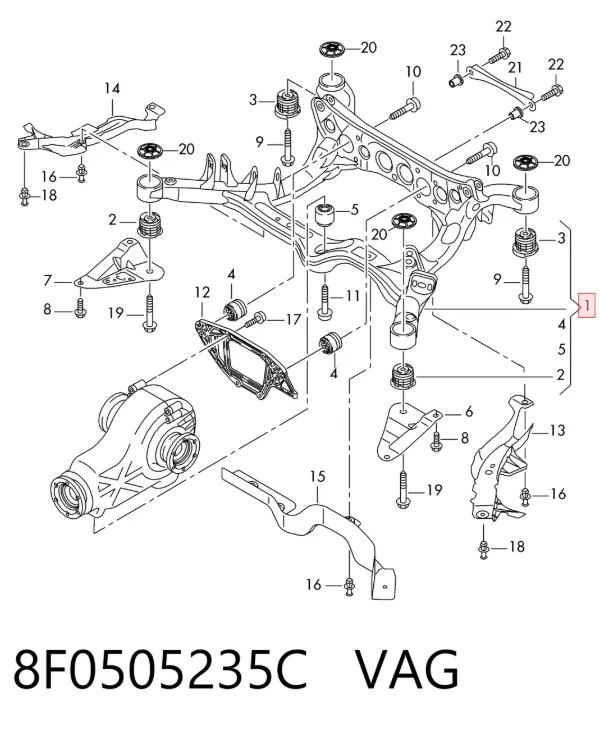 Балка задня 8F0505235C VAG