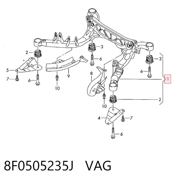 Балка задня 8F0505235J VAG