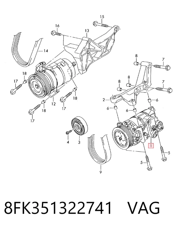 Компресор кондиціонера 8FK351322741 VAG