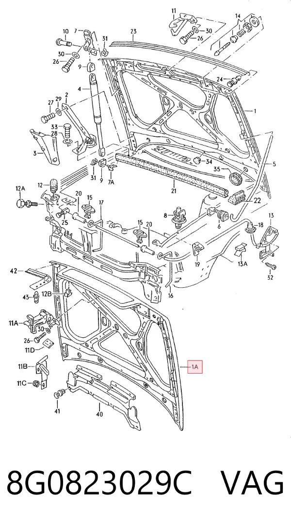 Капот 8G0823029C VAG