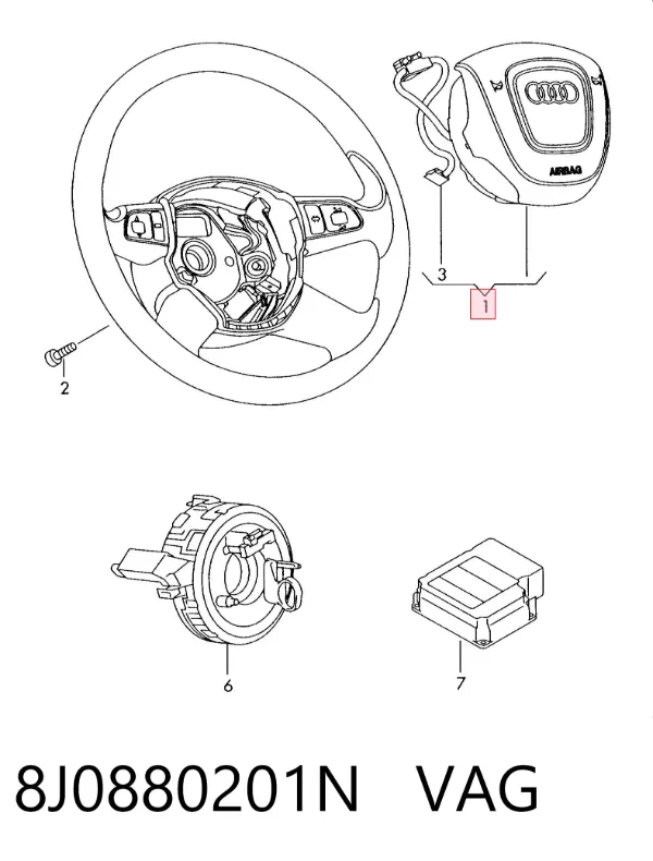 Подушка безпеки, водійська, AIRBAG 8J0880201N VAG