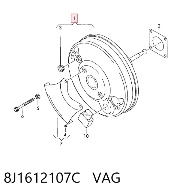Підсилювач гальм 8J1612107C VAG