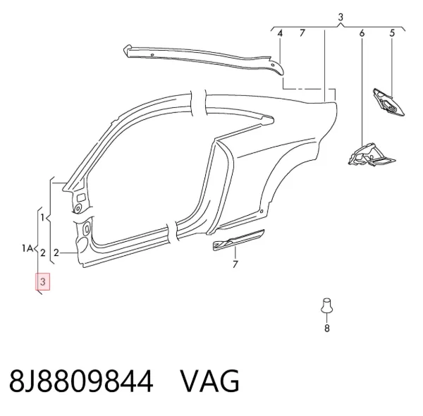 Крило заднє праве 8J8809844 VAG
