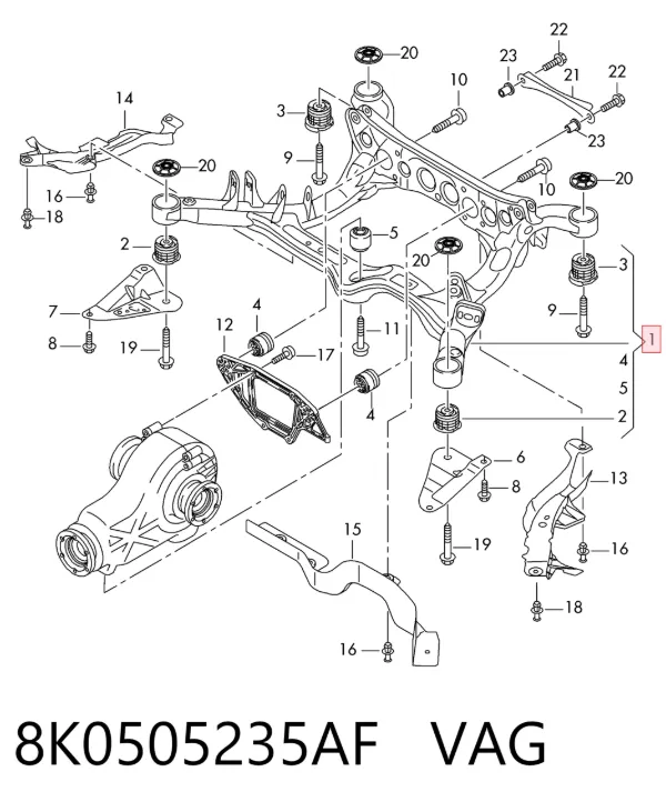 Балка задня 8K0505235AF VAG