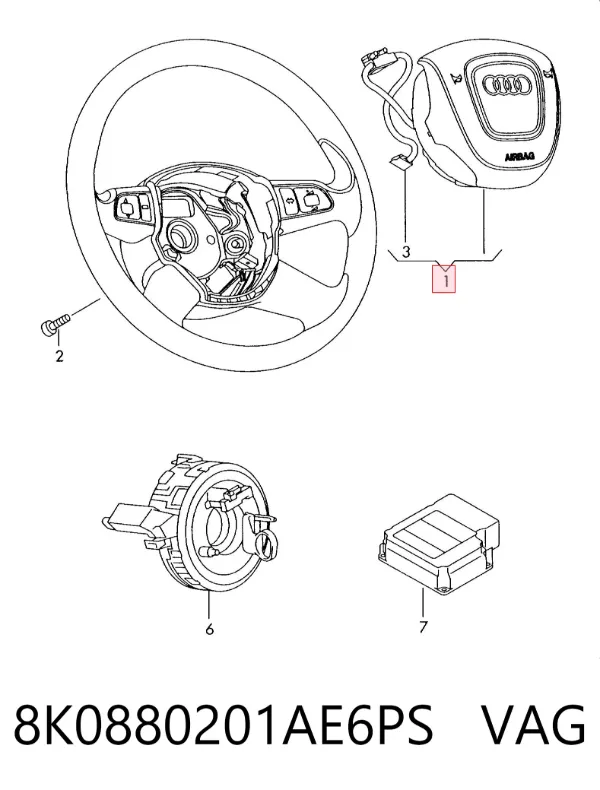 Подушка безпеки, водійська, AIRBAG 8K0880201AE6PS VAG