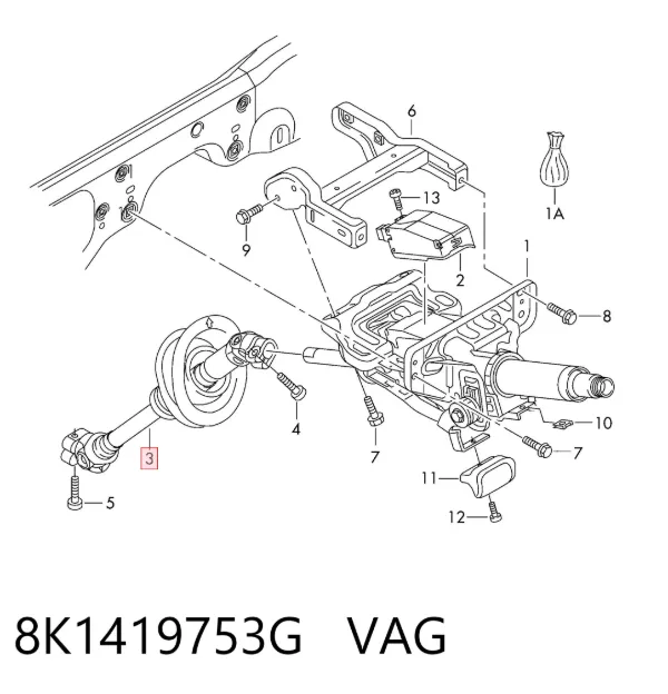 Вал рульової колонки, нижній 8K1419753G VAG