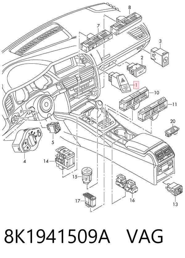 Кнопка аварійки Audi A4 B8