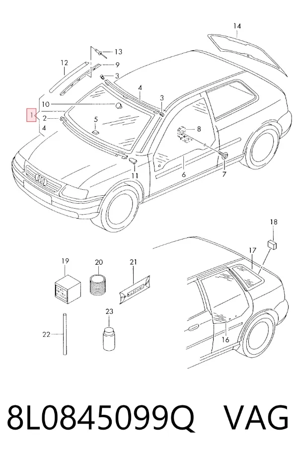 Лобове скло 8L0845099Q VAG
