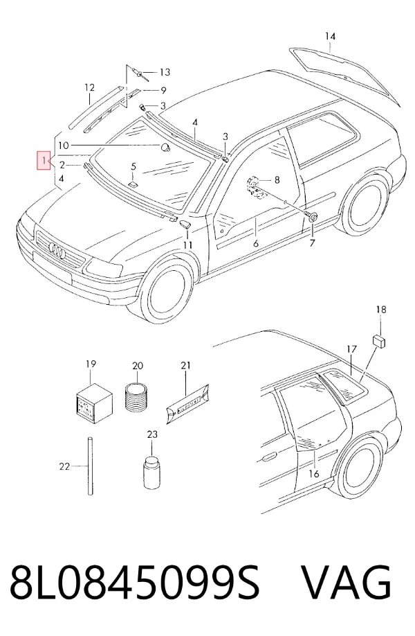 Лобове скло Audi A3 8L1