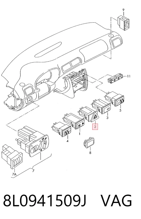 Кнопка аварійки 8L0941509J VAG