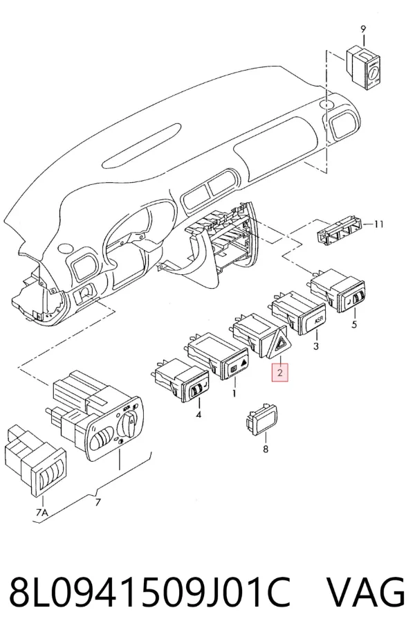 Кнопка аварійки 8L0941509J01C VAG