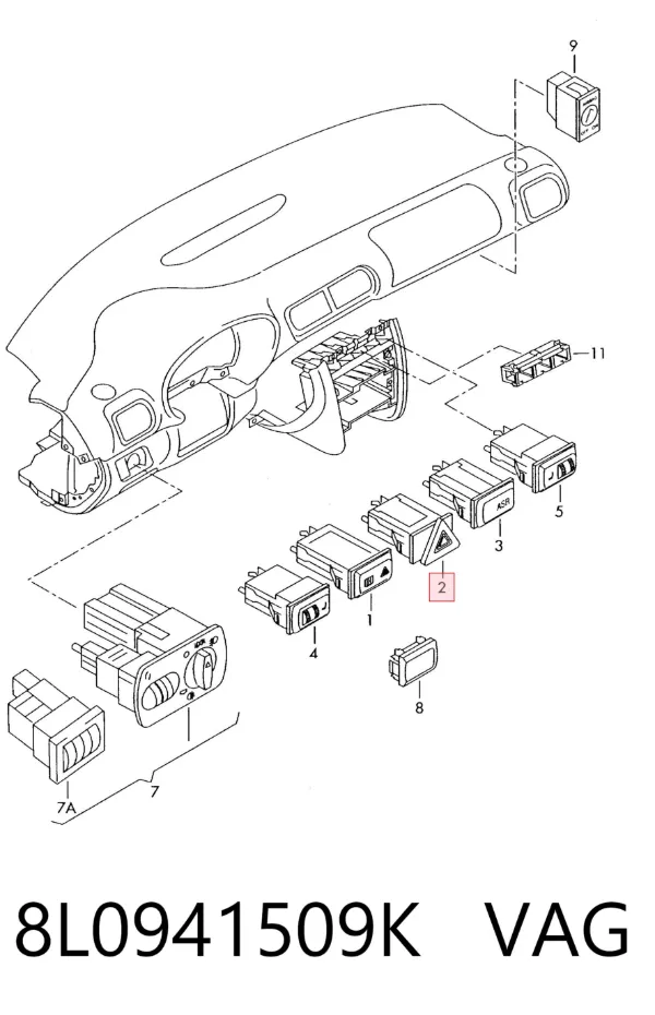 Кнопка аварійки 8L0941509K VAG