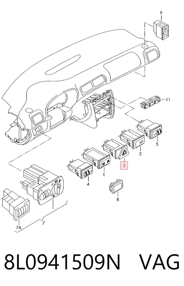 Кнопка аварійки 8L0941509N VAG