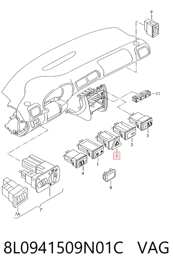 Кнопка аварійки 8L0941509N01C VAG