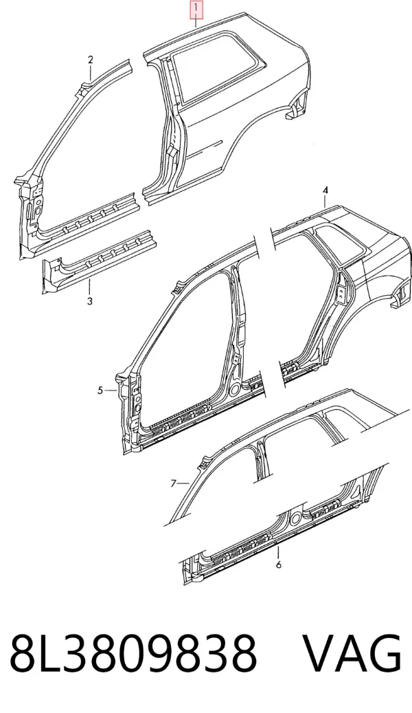 Крило заднє праве 8L3809838 VAG