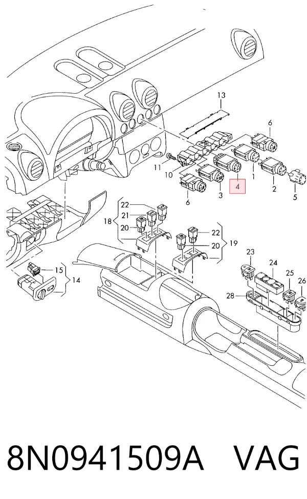 Кнопка аварійки Audi TT 8N3