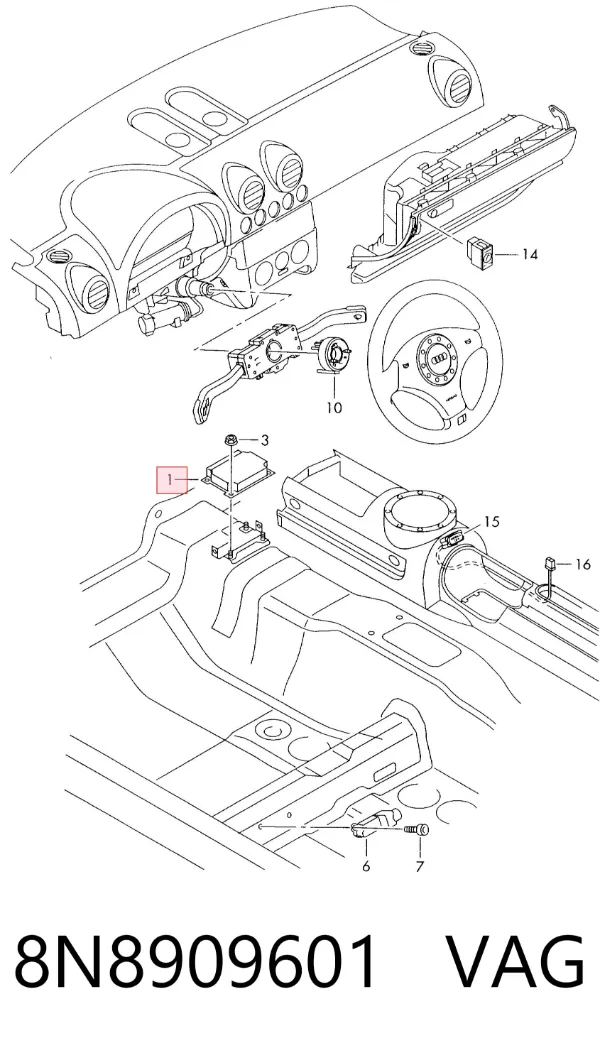 Подушка безпеки, водійська, AIRBAG 8N8909601 VAG