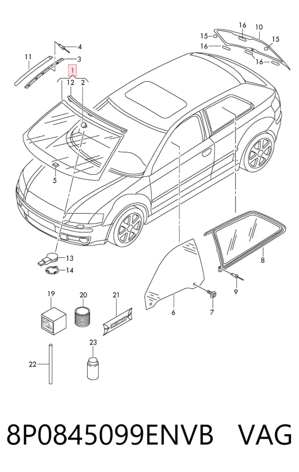Лобове скло 8P0845099ENVB VAG