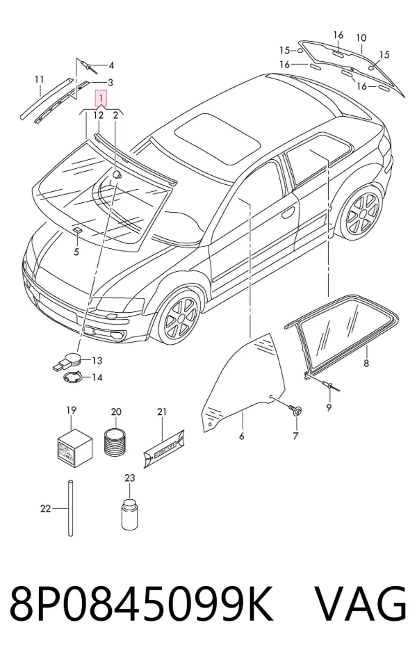Лобове скло Audi A3 8P1