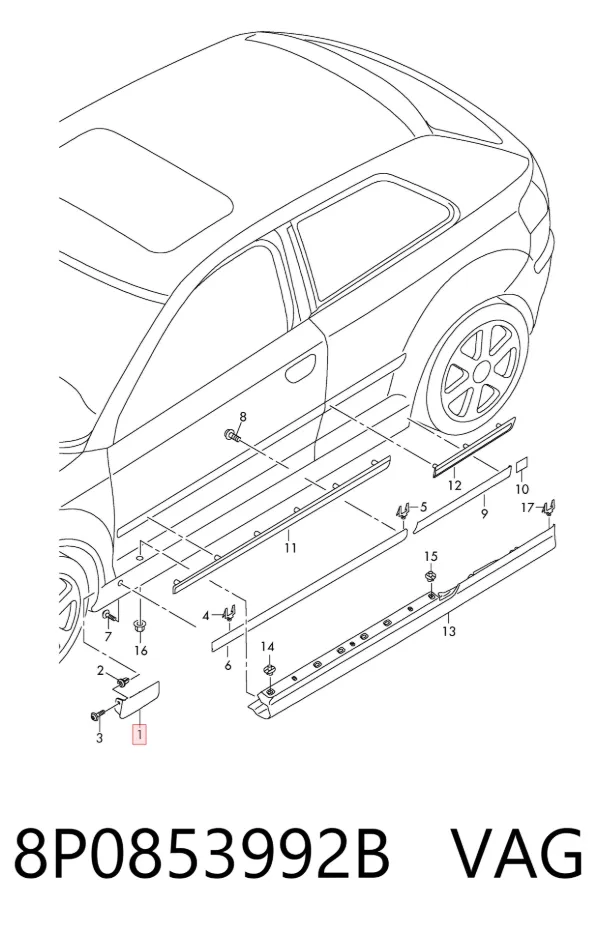 Накладка переднього правого крила 8P0853992B VAG