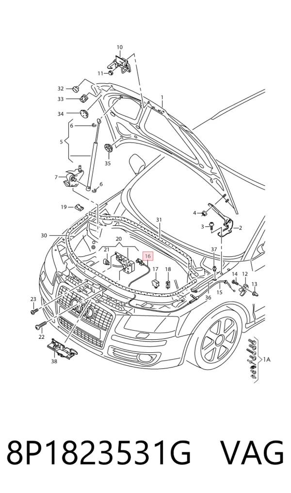 Трос капота Audi A3 Sportback