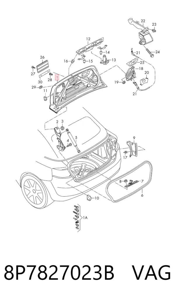 Кришка багажника 8P7827023B VAG