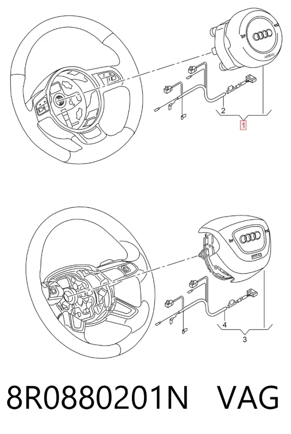 Подушка безпеки, водійська, AIRBAG 8R0880201N VAG