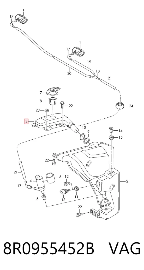 Горловина бачка омивача 8R0955452B VAG