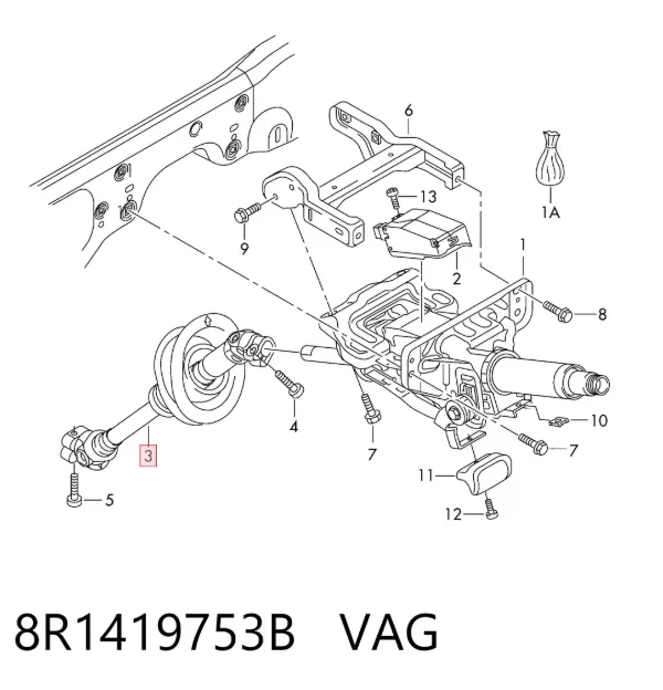 Вал рульової колонки, нижній 8R1419753B VAG